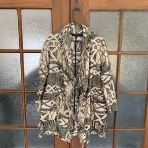 ZARA boho multicolor fringe shrug